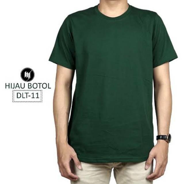 kaos polos hijau botol