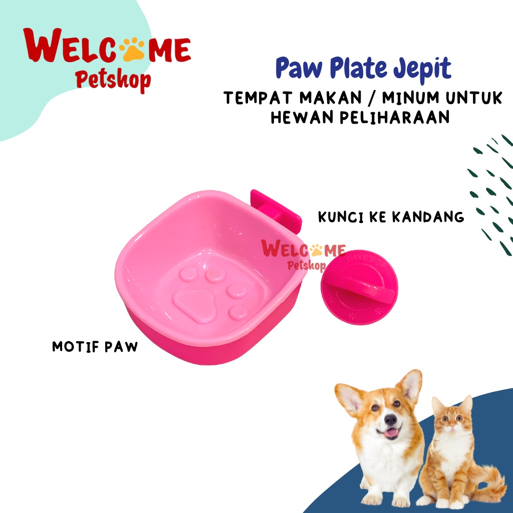 Paw Plate Jepit Tempat Makan Minum Gantung Anjing Kucing Kelinci