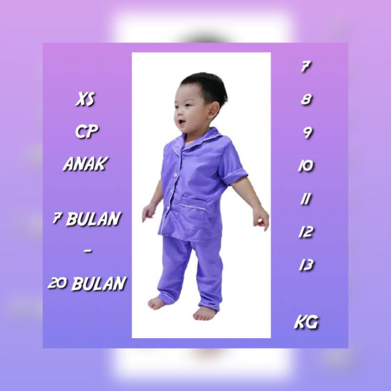 Baju Tidur Anak Bayi Kecil Cewek Cowok Celana Panjang Set Piyama Polos Lengan Pendek Piama Setelan