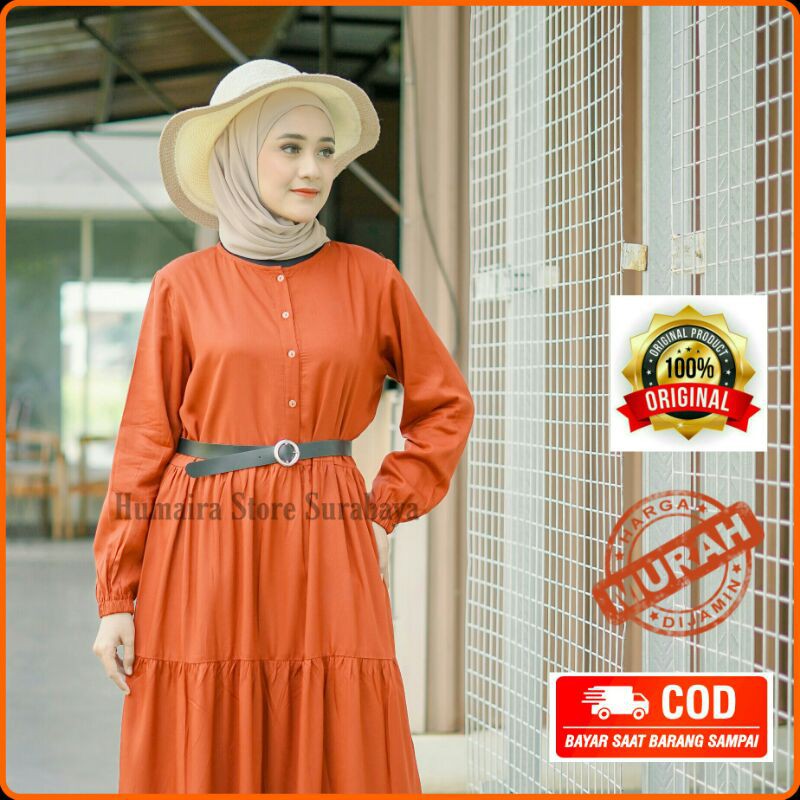Homedress Polos warna bata teracota by humaira store surabaya Gamis Rayon Polos LD 106 120