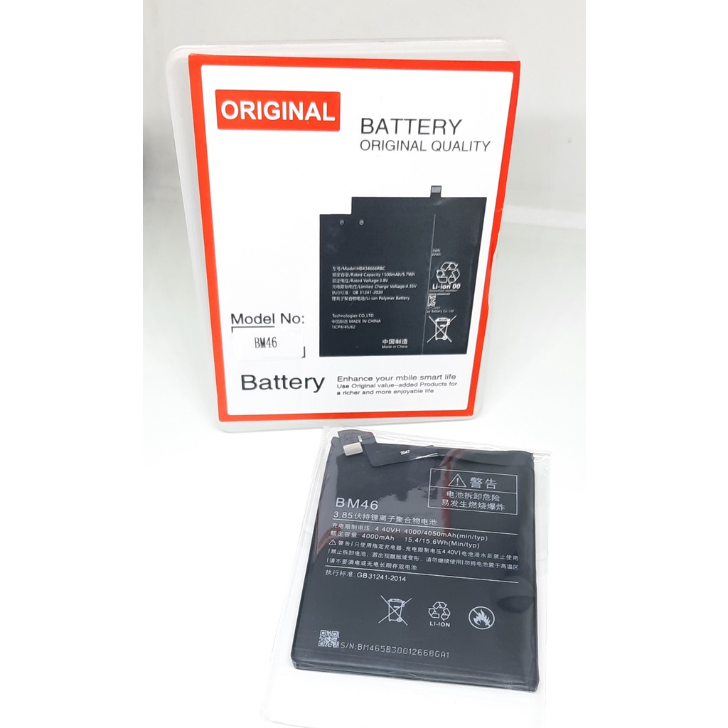 BATERAI BATRE BATRAI XIAOMI REDMI NOTE 3 NOT 3 BM 46 BM46 ORIGINAL ORY ORI 100a