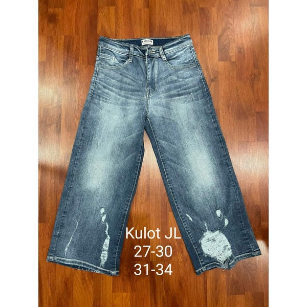 COD//TERMURAH Celana kulot jeans import sobek JL JUMBO