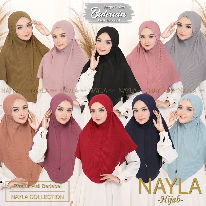 Jilbab Bergo Maryam Plisket Bahrain Tali Non Pad Ori Nayla Hijab