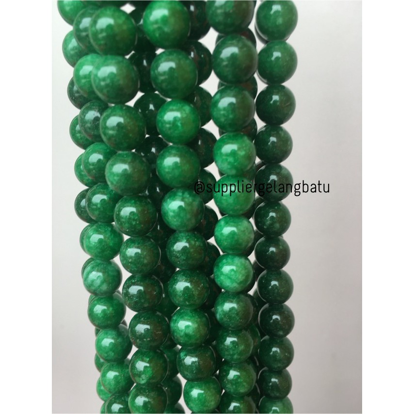 bahan batu giok burma 10mm renceng kalung gelang akik imperial jade craft serat fashion pria wanita