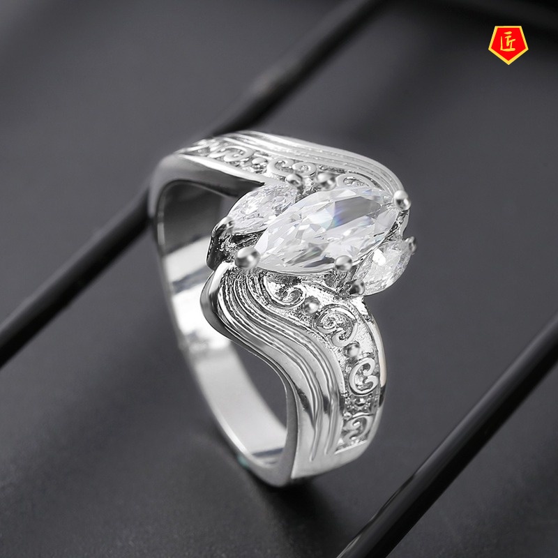 [Ready Stock]Creative 925 Silver Inlaid Horse Eye Diamond Ring