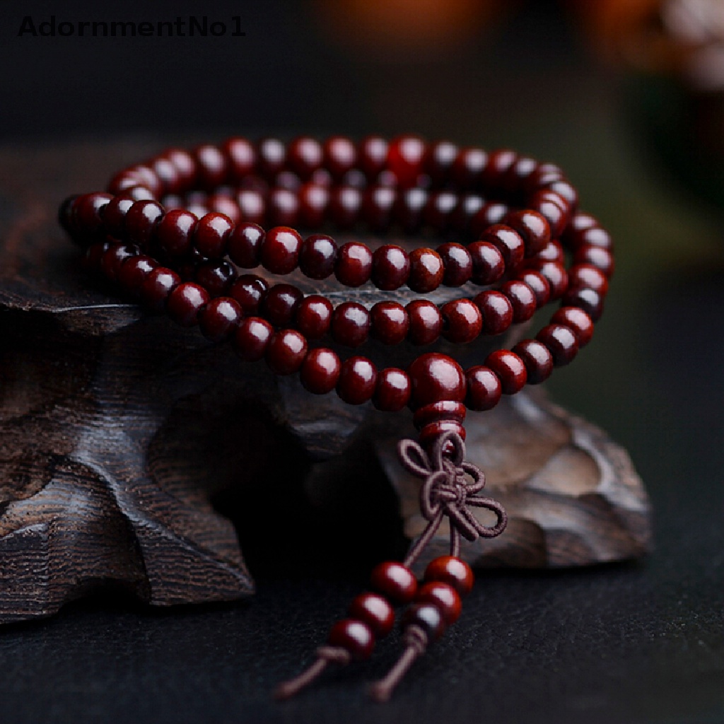 (AdornmentNo1) Kalung Doa Buddha Tibet 108 Manik-Manik Kayu Cendana