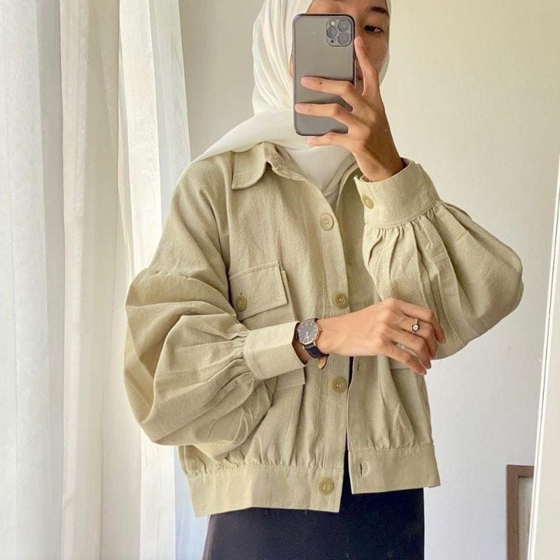 LUCKY - Busan Jaket Wanita Korean Style Oversize Saku Depan | Jaket Oversize Wanita
