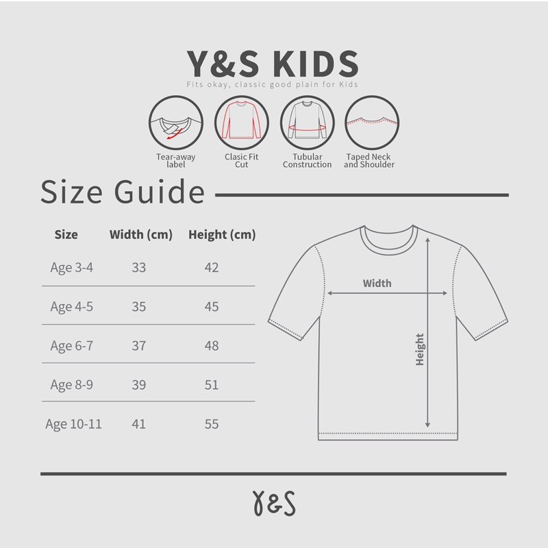 YARN &amp; SPINDLE  Kaos Polos Anak Kids Cotton Combed 30s
