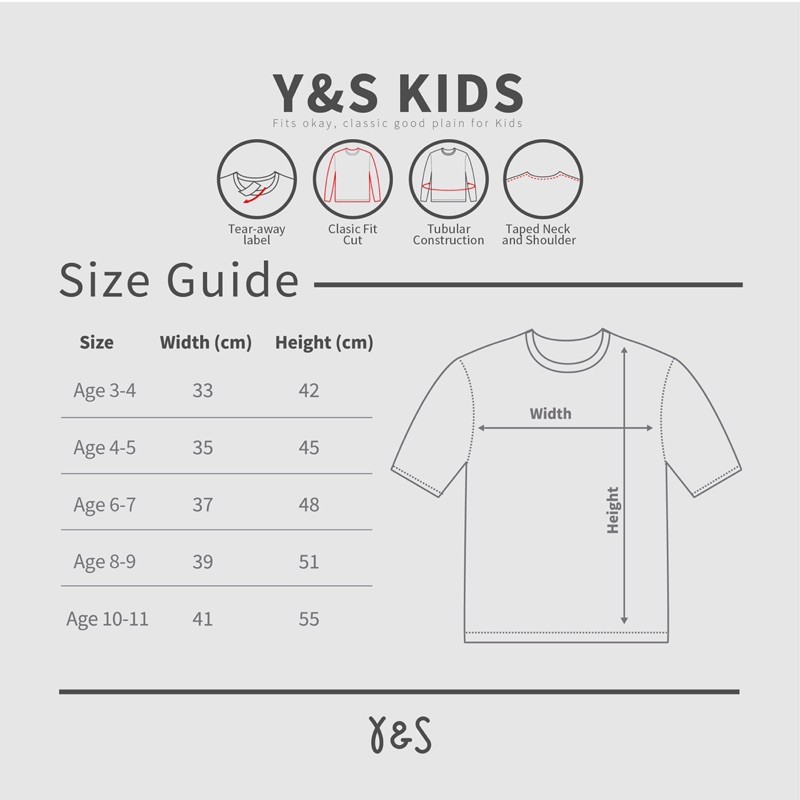 Kaos polos anak kids Y&amp;S yarnspindle