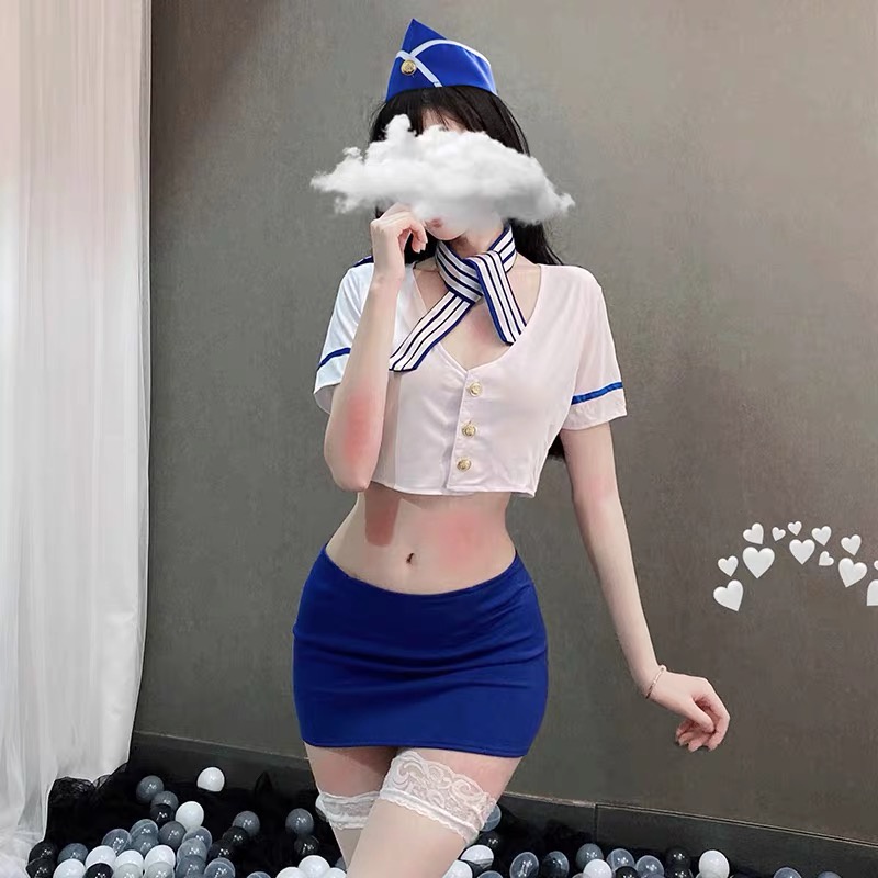 Lingerie Set Sexy Stewardess Cosplay Costume Pramugari Kostum A130