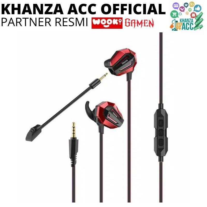 KHANZAACC Earphone Gamen GE100 Dual Microphone Virtual Stereo Surround Sound Inear Gaming Headset