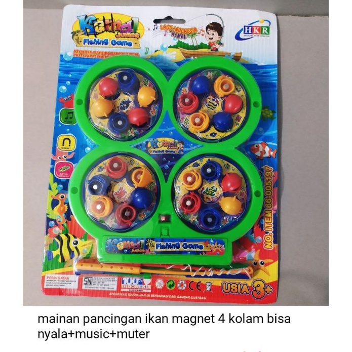 free batrai 2 pcs mainan pancingan magnet 4 kolom bisa muter dan ada musiknya free batrai