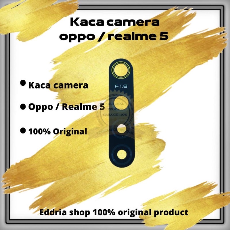 Kaca Lensa Kamera Belakang Oppo Realme 5 Sudah Sama Lem Black