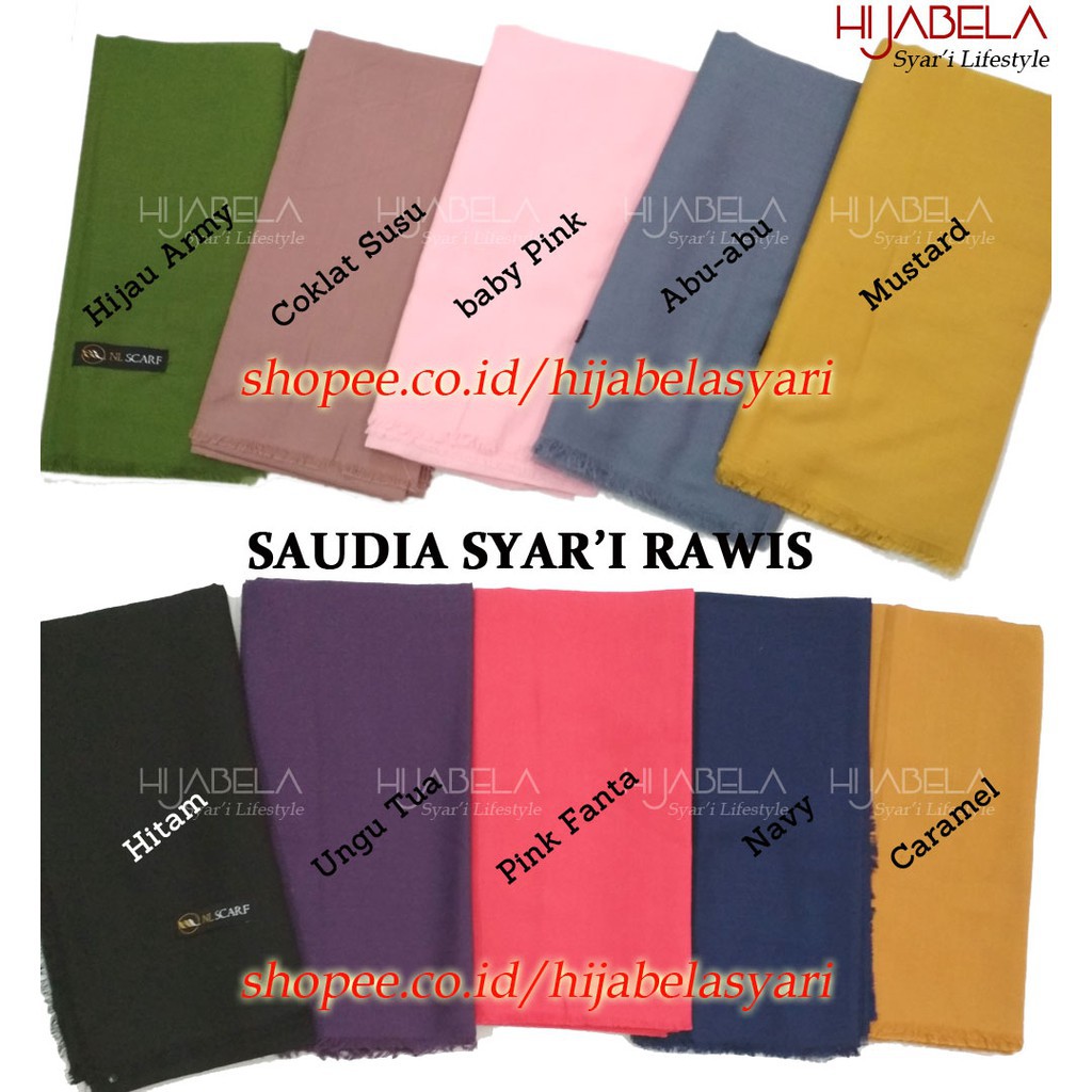 Hijab Jilbab Saudia Rawis Jumbo Segi empat katun polos  Hijab Jilbab Segiempat Kerudung Syari