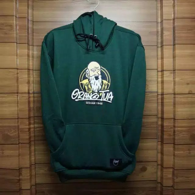 [Bayar Di Tempat] Jaket Sweater Hoodie Orang Tua Hijau Premium Quality Unisex