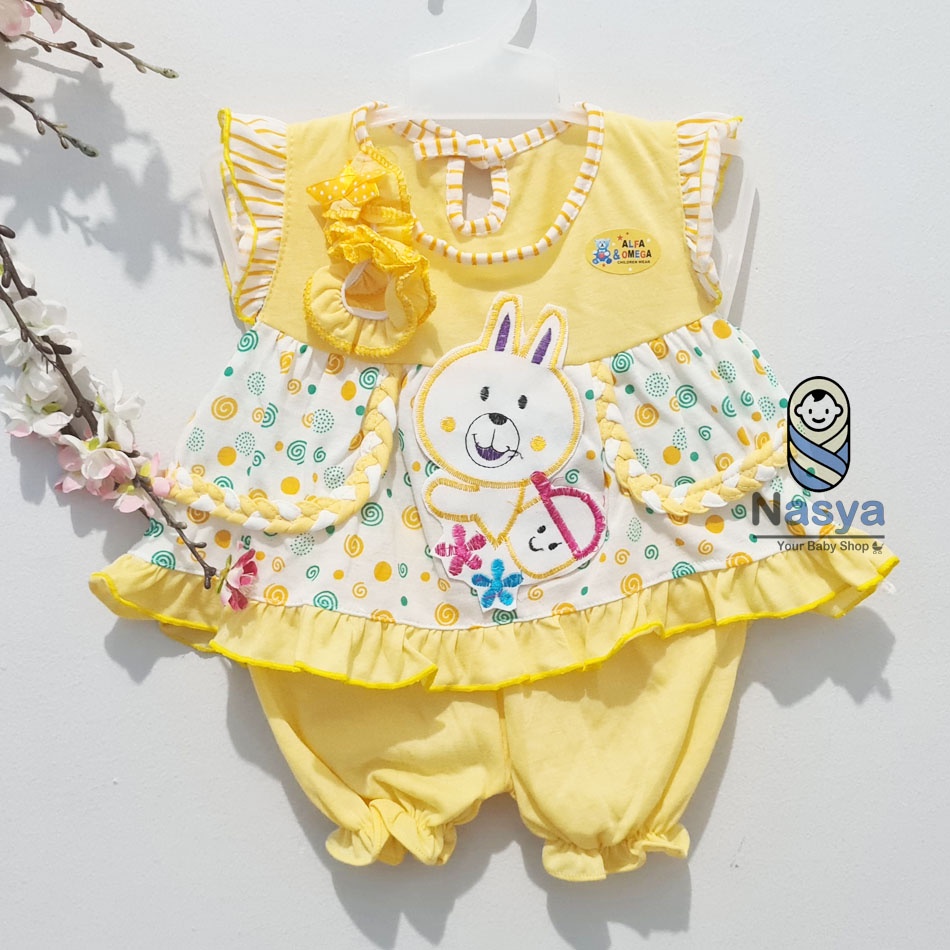 [A-005] Dress Bayi Anak 0-12 bulan bahan KAOS (bonus celana + BANDANA) - murah