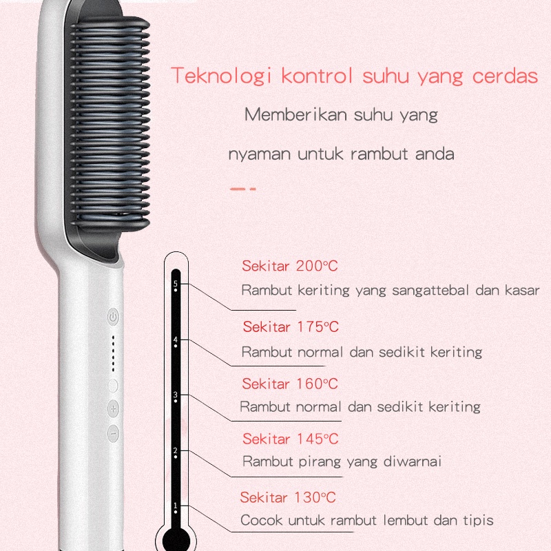 BLUE SKY Sisir Catokan Pelurus Rambut (rambut lurus dan keriting) 2 in 1 tidak menyakiti rambut straightening Combs
