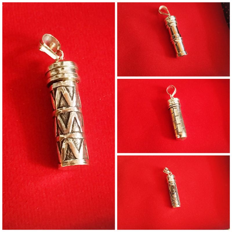 Liontin Kalung Motif Tabung Parfum Abu Silver Perak Asli