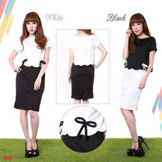 Naedhati Two Tone Scallop Midi Dress