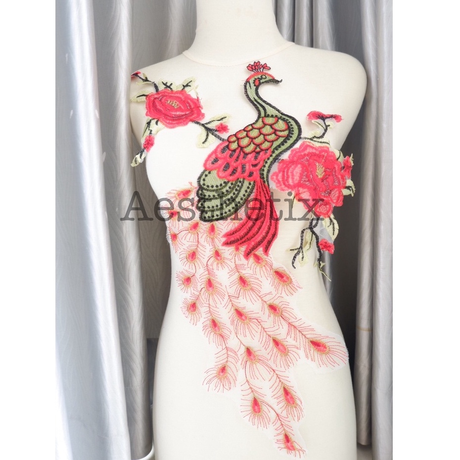 Sakura Phoenix Bird Iron Patch Bordir Renda Aplikasi Burung Bunga Embroidery EHG021