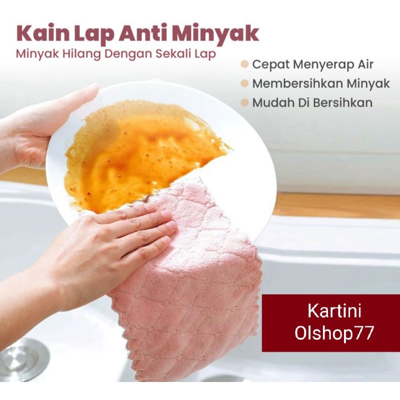 [ COD ] Kain Lap Bahan Microfiber// Kain Lap Meja Piring Tebal Anti Minyak