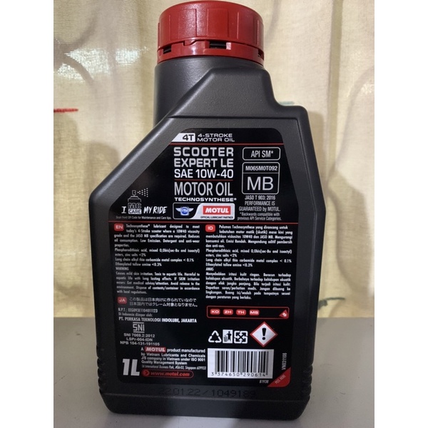 OLI MOTUL SCOOTER EXPERT LE SAE 10W-40 1 Liter (HIJAU) ORIGINAL