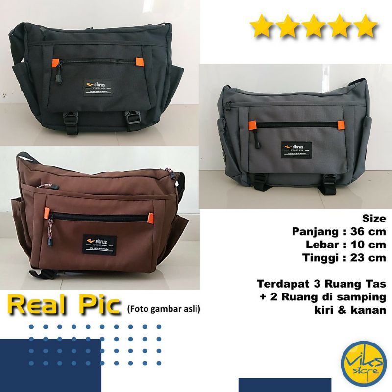 Tas Selempang Pria Cowok Elbrus original Slingbag Tas kerja Kuliah Sekolah Simple Ukuran Size Besar