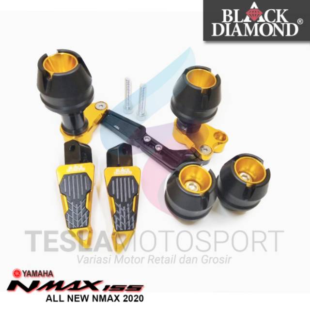 Paket Aksesoris NMAX / NMAX 2020 Pelindung Knalpot Jalu As Roda Footstep Belakang Black Diamond