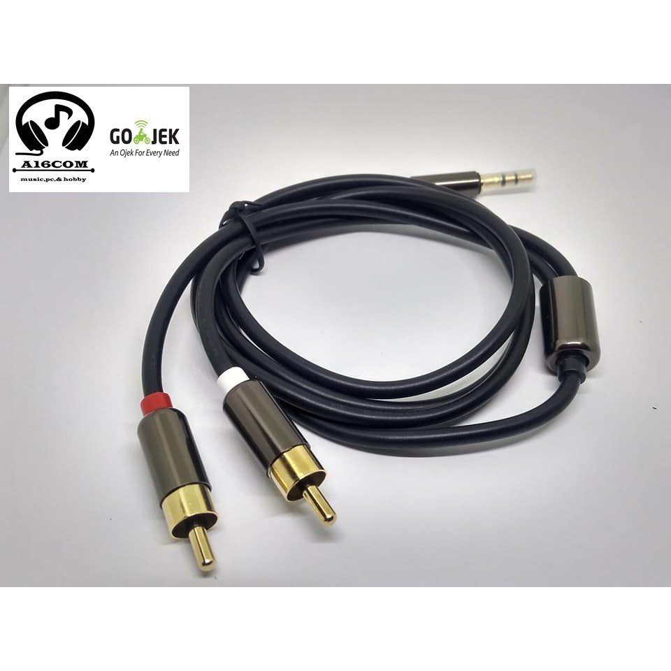 Jack Male 3.5mm to 2 RCA Stereo AUX Audio Cable | Shopee