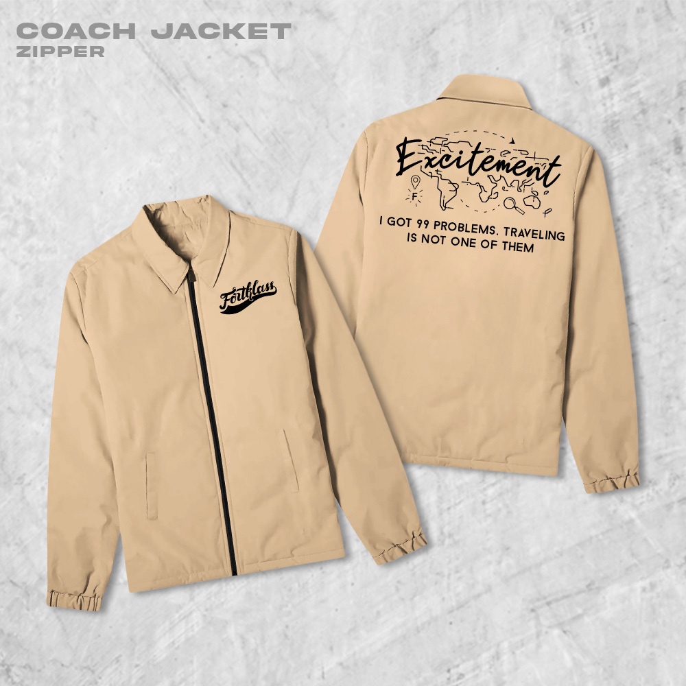 Fortglass Excite Coach Zipper Jaket Polos Pria Jaket Parasut Unisex