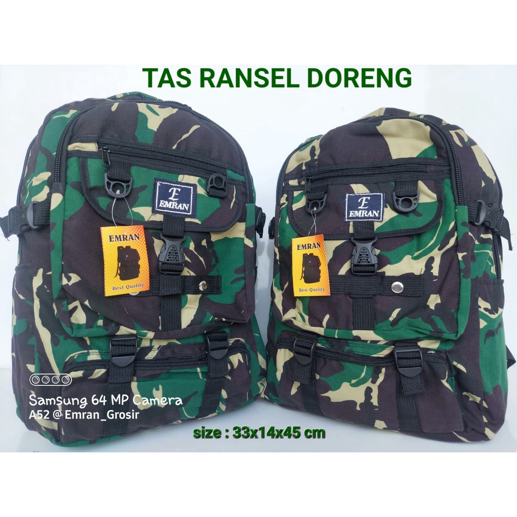 Tas Ransel Doreng Tentara Ukuran Tanggung/Tas Ransel Pria Bahan Doreng Tentara / Tas SD/SMP/SMA