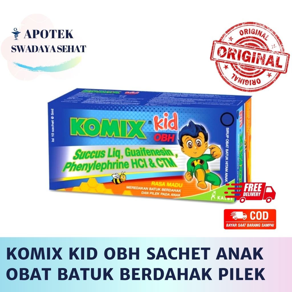 KOMIX KID OBH Sachet Rasa Madu - Redakan Batuk Berdahak dan Pilek Kids Anak Sirup