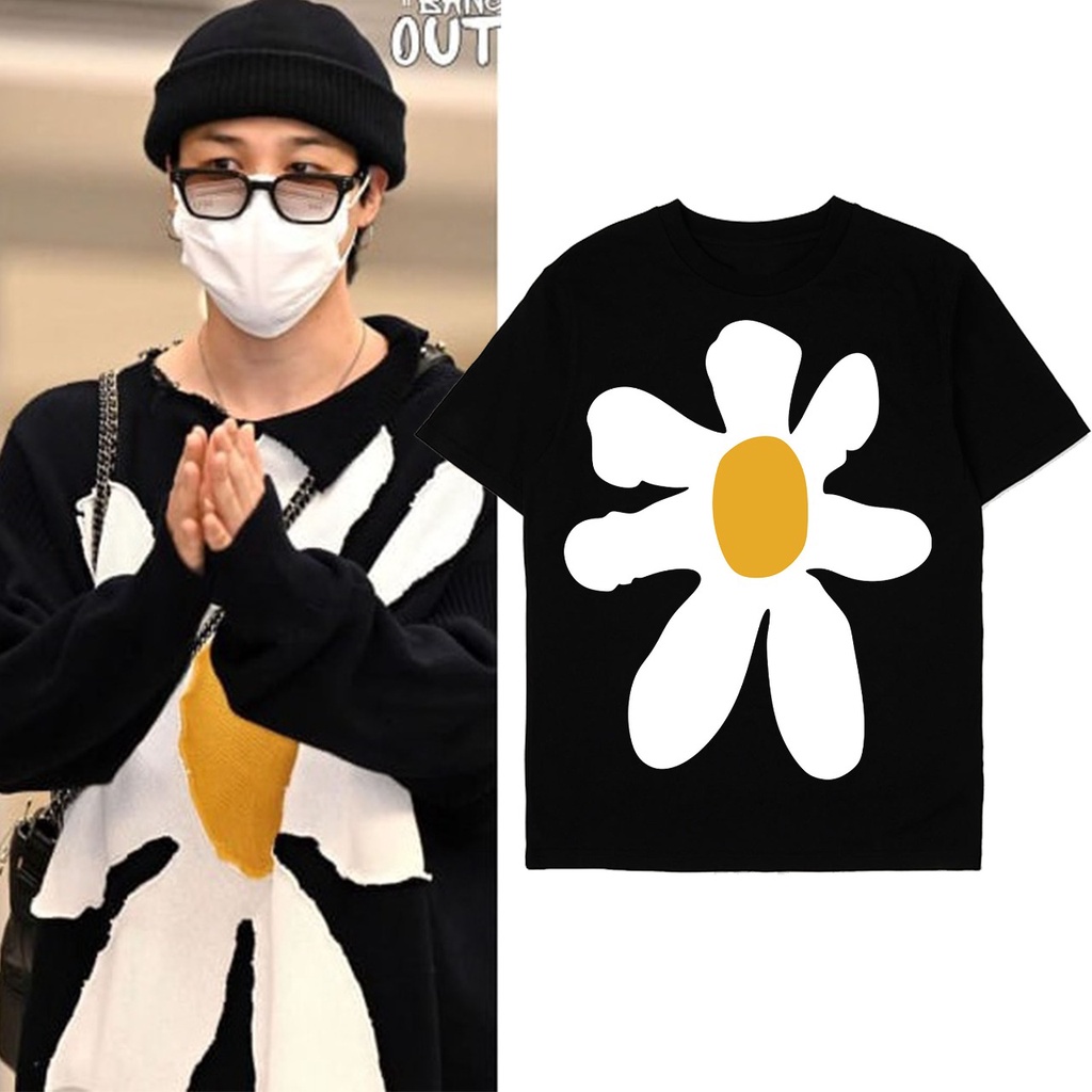 Kaos bangtan jimin bunga putih sablon full