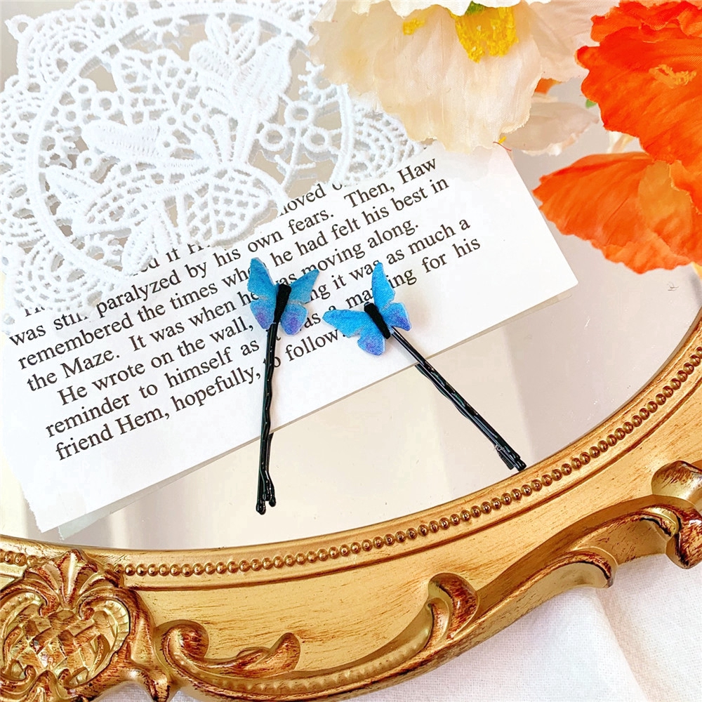 1PC Women Cute Hair Clip Blue Butterfly Hairpin Girl Simple Hair Accessories