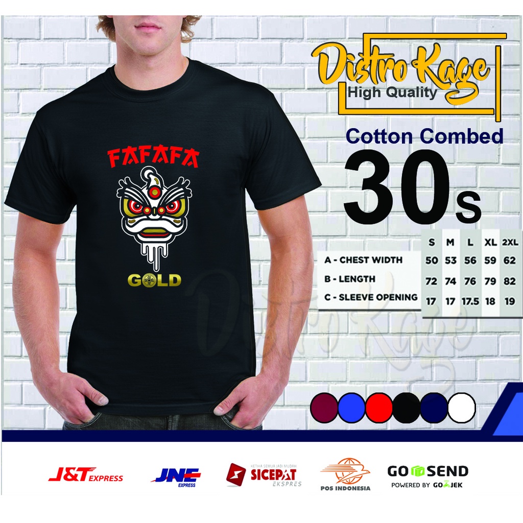 Baju Kaos Pria fafafa gold Desain Simple Ukuran Dewasa Unisex Cotton Combed 30s Distro Kage