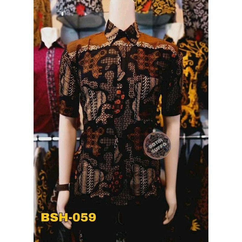 BAJU BATIK PRIA REGULER MODERN LENGAN PENDEK OB 514 SIZE M L XL XXL XXXL BATIK