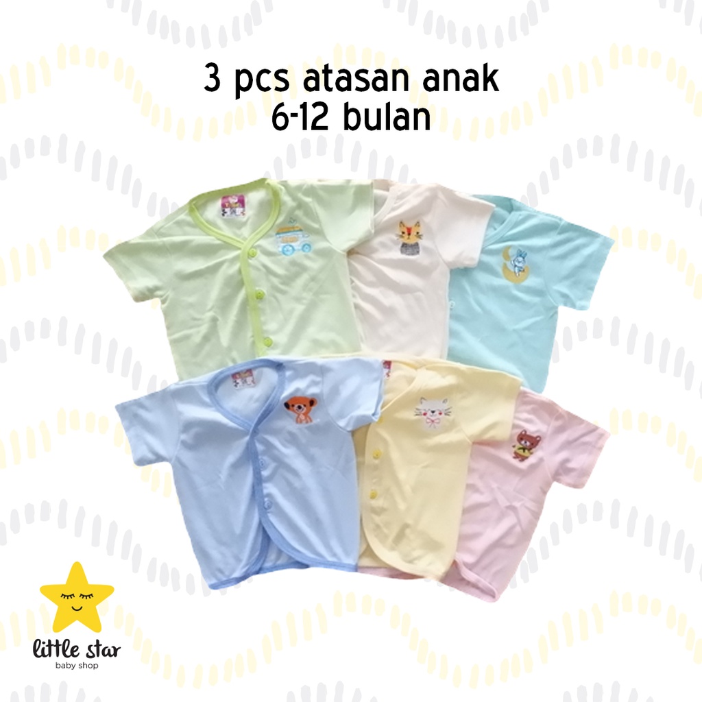 3 PCS Atasan Anak Bayi Cewek Cowok | Baju Kancing Baby Boy Girl