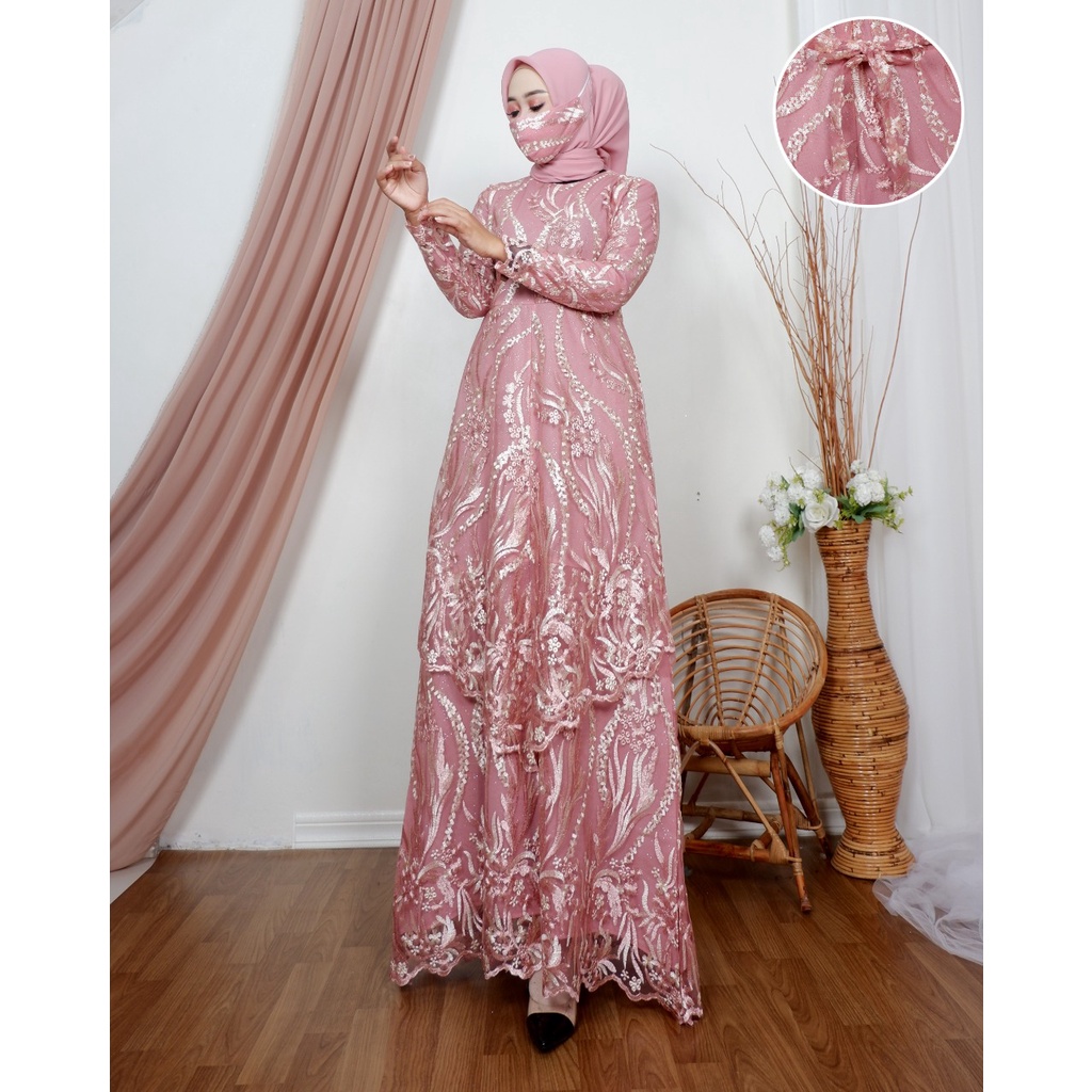 Kebaya Gamis Tingkat Runcing Claudia NK / Kebaya Gamis Pesta Mewah / Gamis Kondangan / Dress Brokat