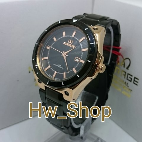 Jam Tangan Pria Mirage 7569 Hitam Rosegold Original
