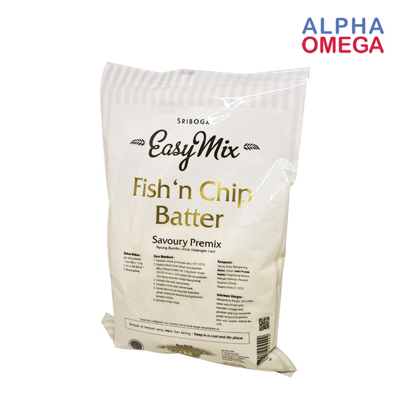 

SRIBOGA EASYMIX FISH N CHIP BATTER 1 KG - TEPUNG IKAN GORENG