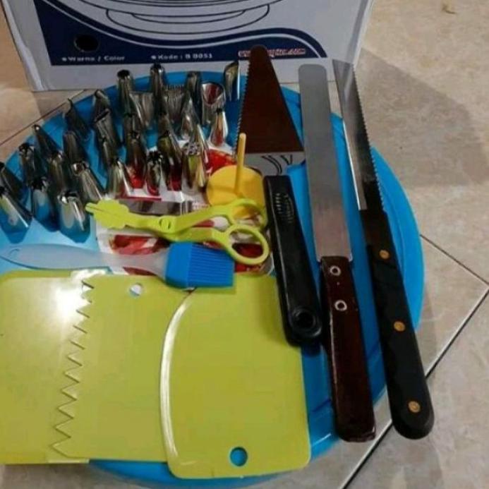 {BISA COD}Paket Dekorasi Kue Tart Wedding Cake Kue Ulang Tahun Paket Meja Putar Spuit Lengkap murah