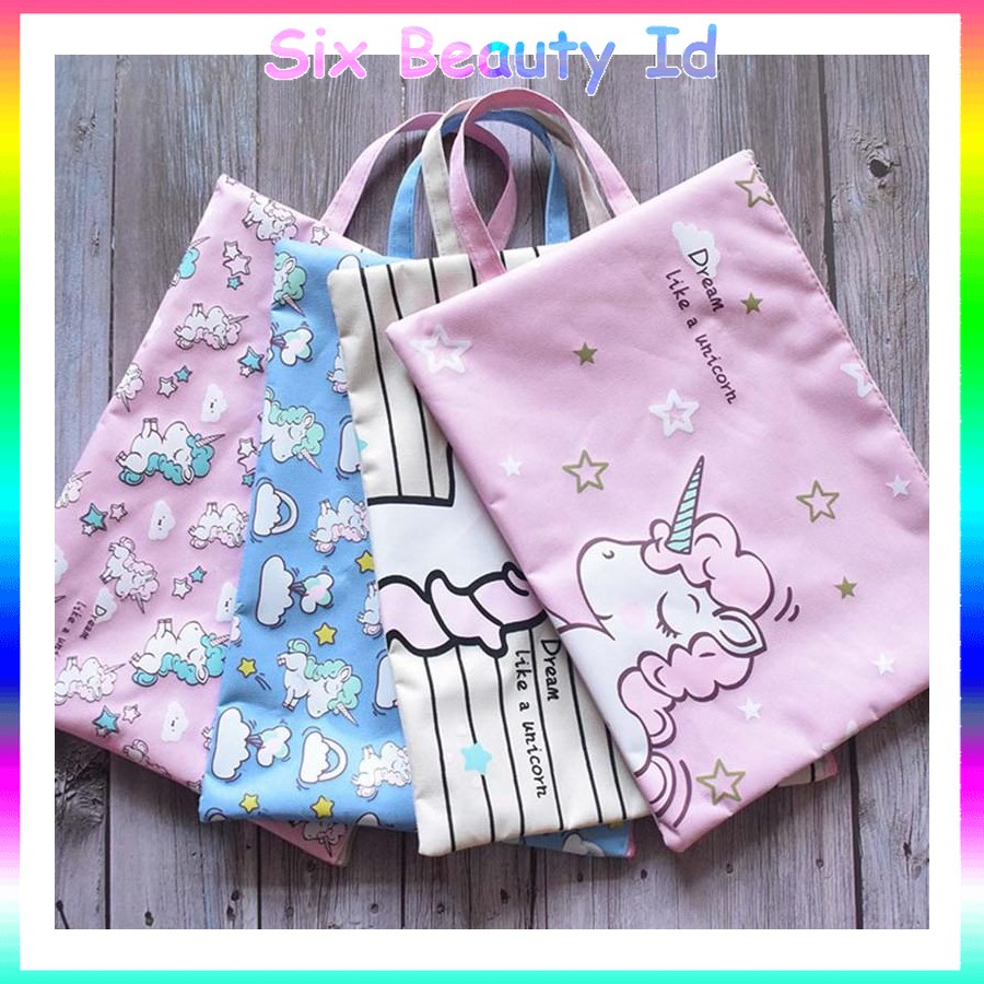 

Sale! PF06 Dream Unicorn Portable A4 file Storage pouch bag Tempat Buku Alat Tulis
