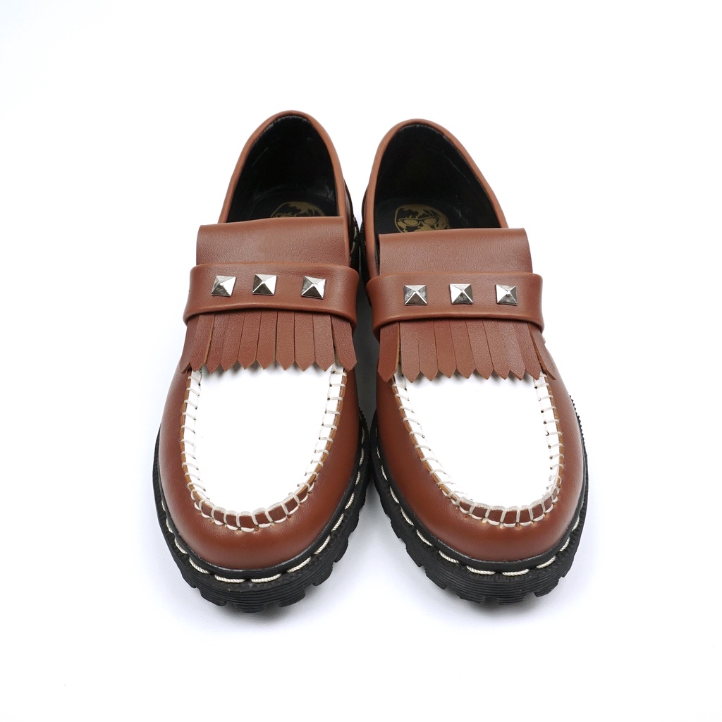 stud vintage tan - loafer wanita xouth