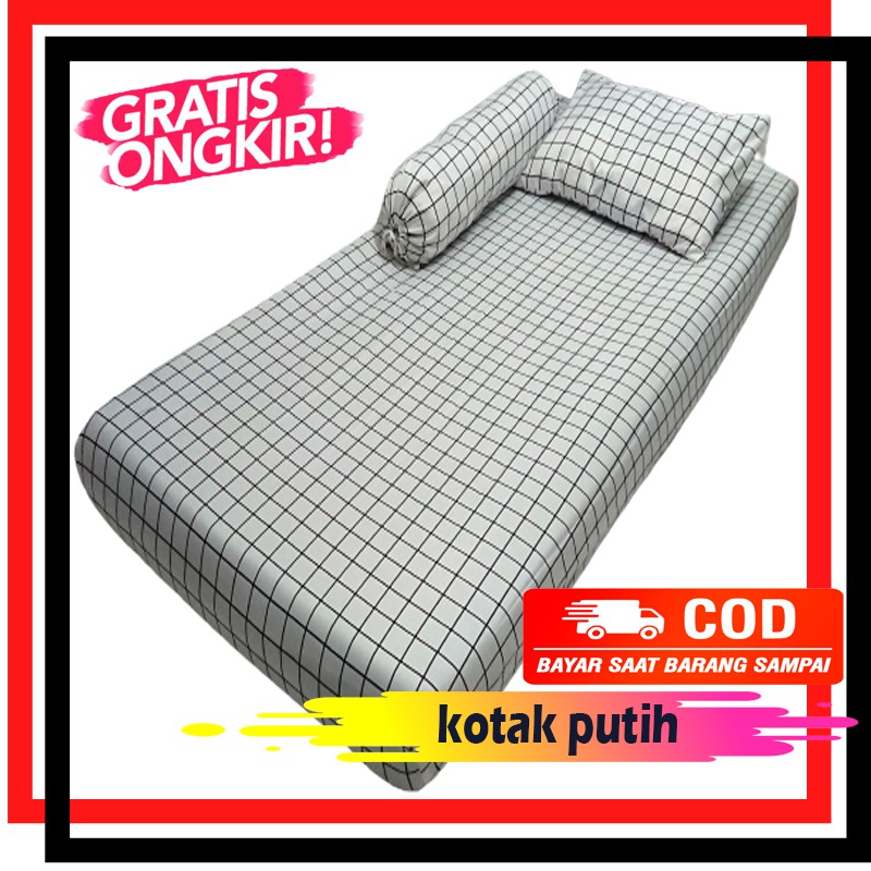 SPREI KOTAK / SPREI MOTIF KOTAK / SPREI KARET 90*200*20