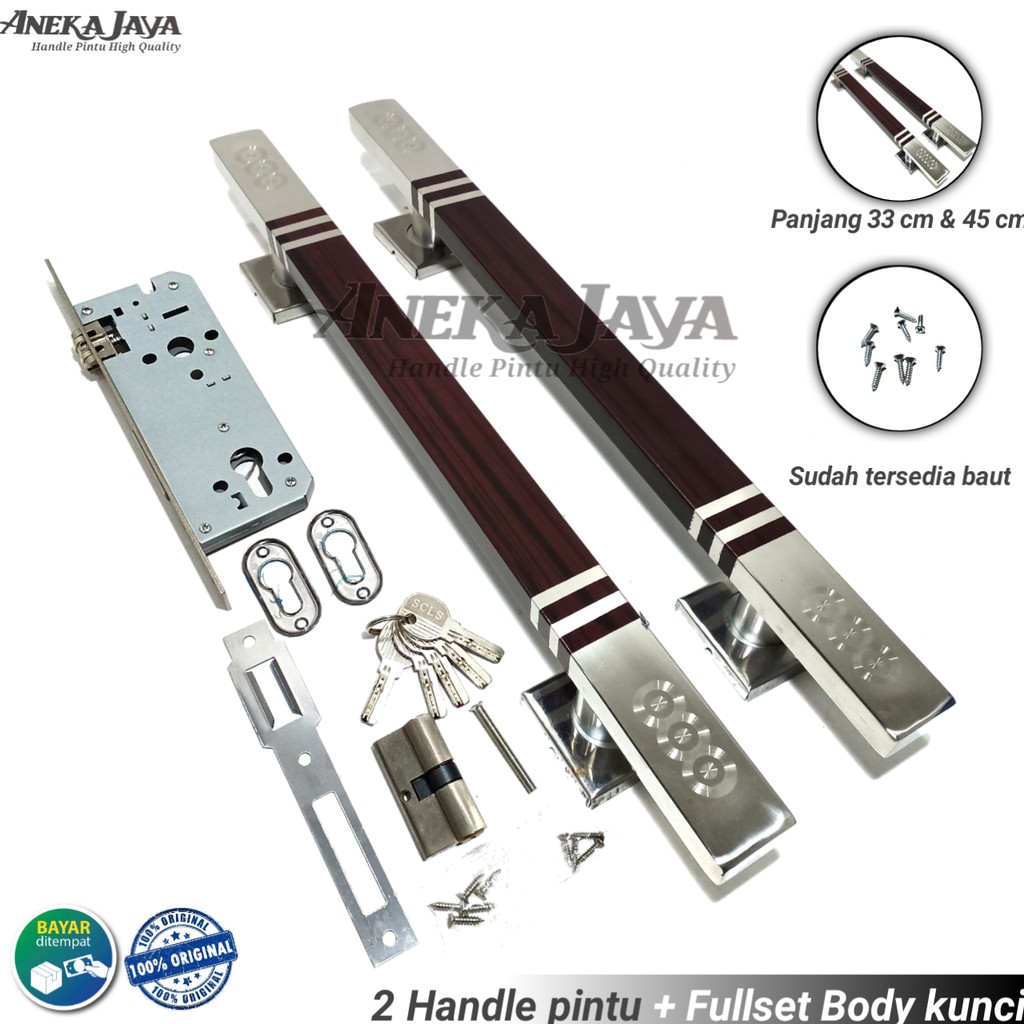 Handle Set Kunci panjang 33 cm &amp; 45 cm / Kunci Pintu / gagang pintu rumah minimalis murah terbaru