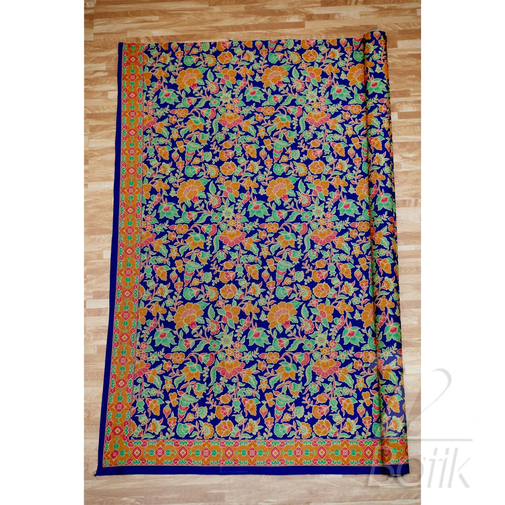 BAHAN BATIK PREMIUM Katun Motif Kembang Warna Biru Tua Orange Hijau Merah 724348 Cap 72 Jarik Jarit Samping Kebat Panjang Batik Katun Modern Premium Bahan Seragam Batik Pernikahan Kantor Keluarga Murah Kamen Jadi Batik Bali Lembaran
