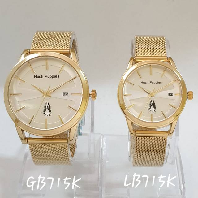 Jam Tangan Pria&amp;Wanita Hush Puppies Tanggal Strap Rantai Pasir.