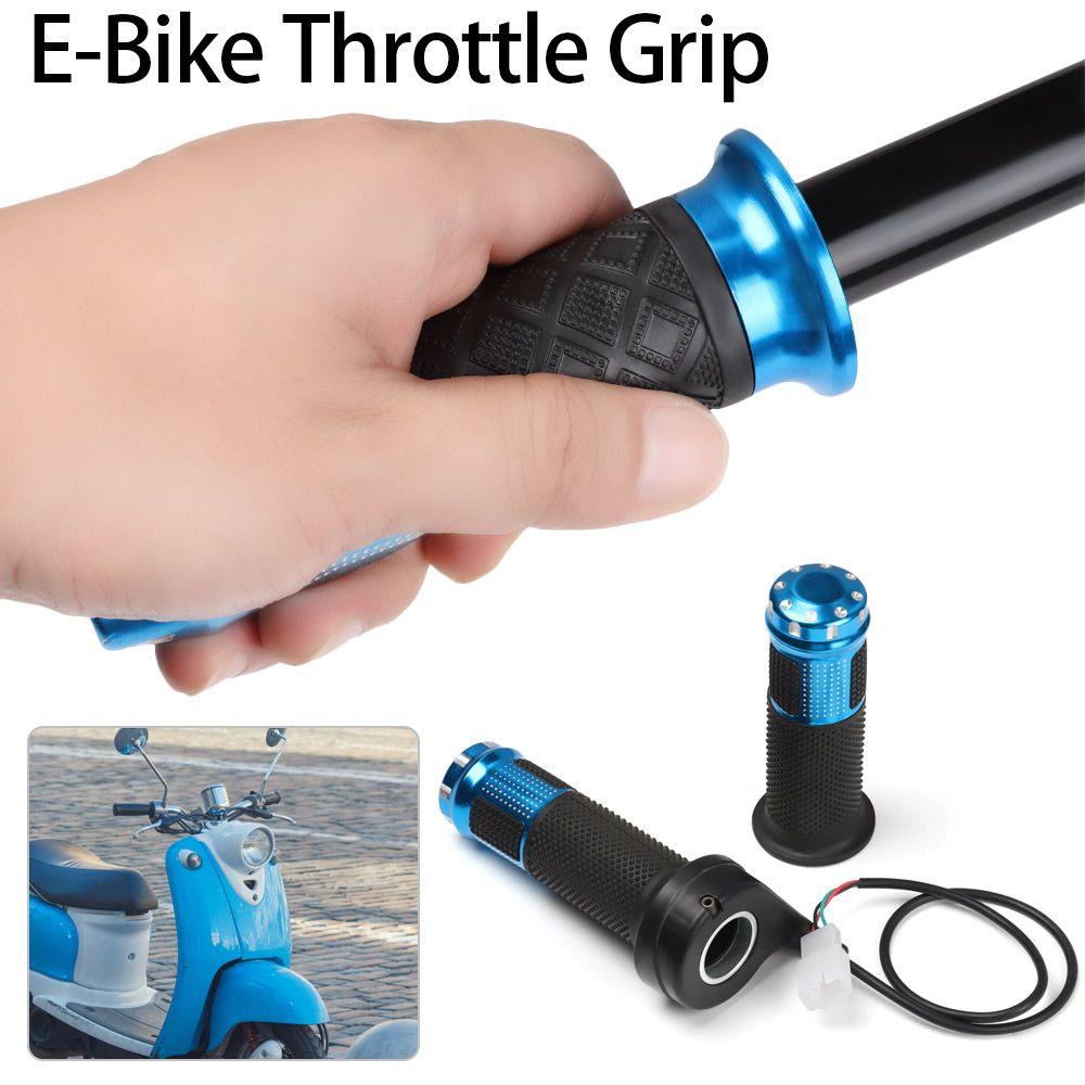 Nanas 1pasang E-Bike Throttle Grip Universal 3kabel Refitting Aksesoris Blue Twist Accelerator