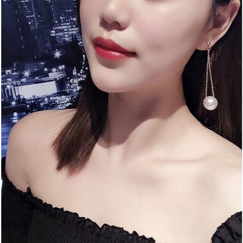 Besar imitasi mutiara rumbai liontin anting-anting wanita temperamen 2019 baru Korea anting-anting p