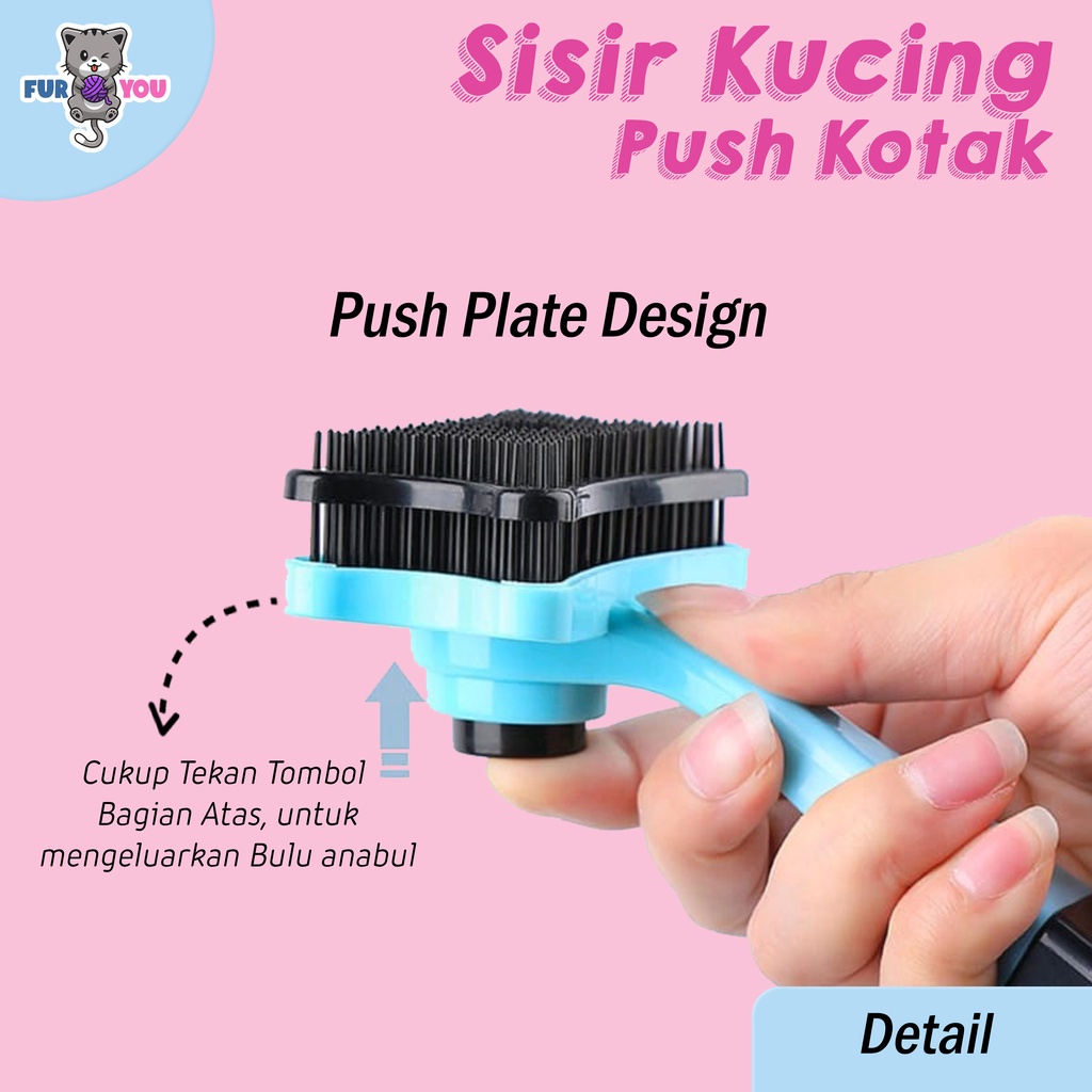 Sisir kotak Grooming Bulu Kucing Push Kotak